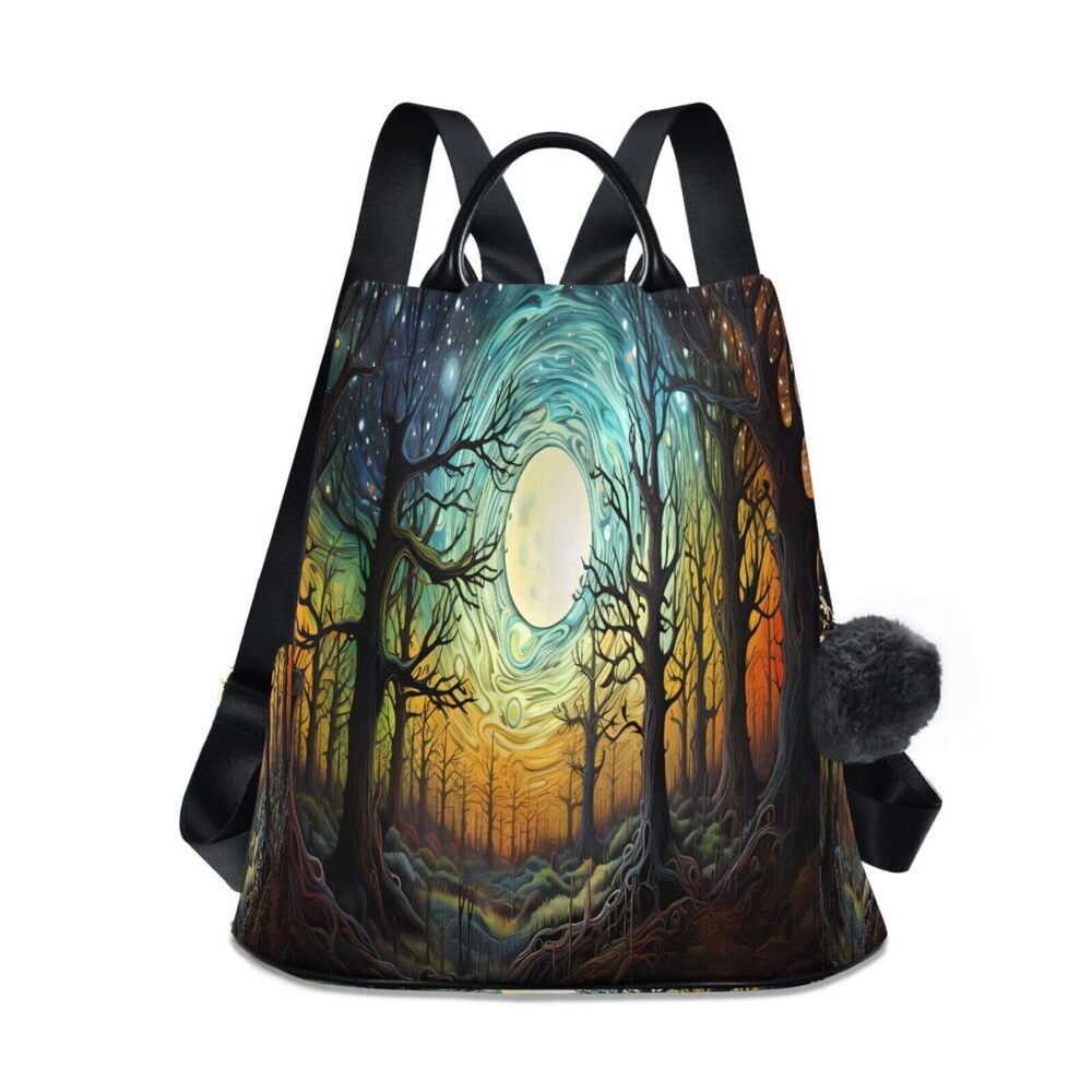 9142 Mysterious Forest Moon Backpack Purse Anti Theft Travel Bag Fashion